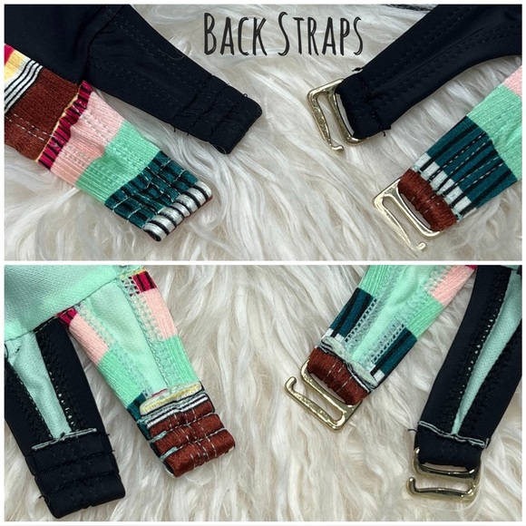 Allure Bikini Top Striped Adjustable Padded Swimwear Multicolor 16 18 Plus Size - Picture 14 of 16